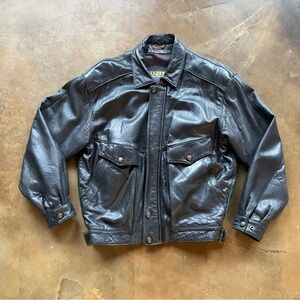 VTG Danier Baggy Black Leather Bomber Jacket